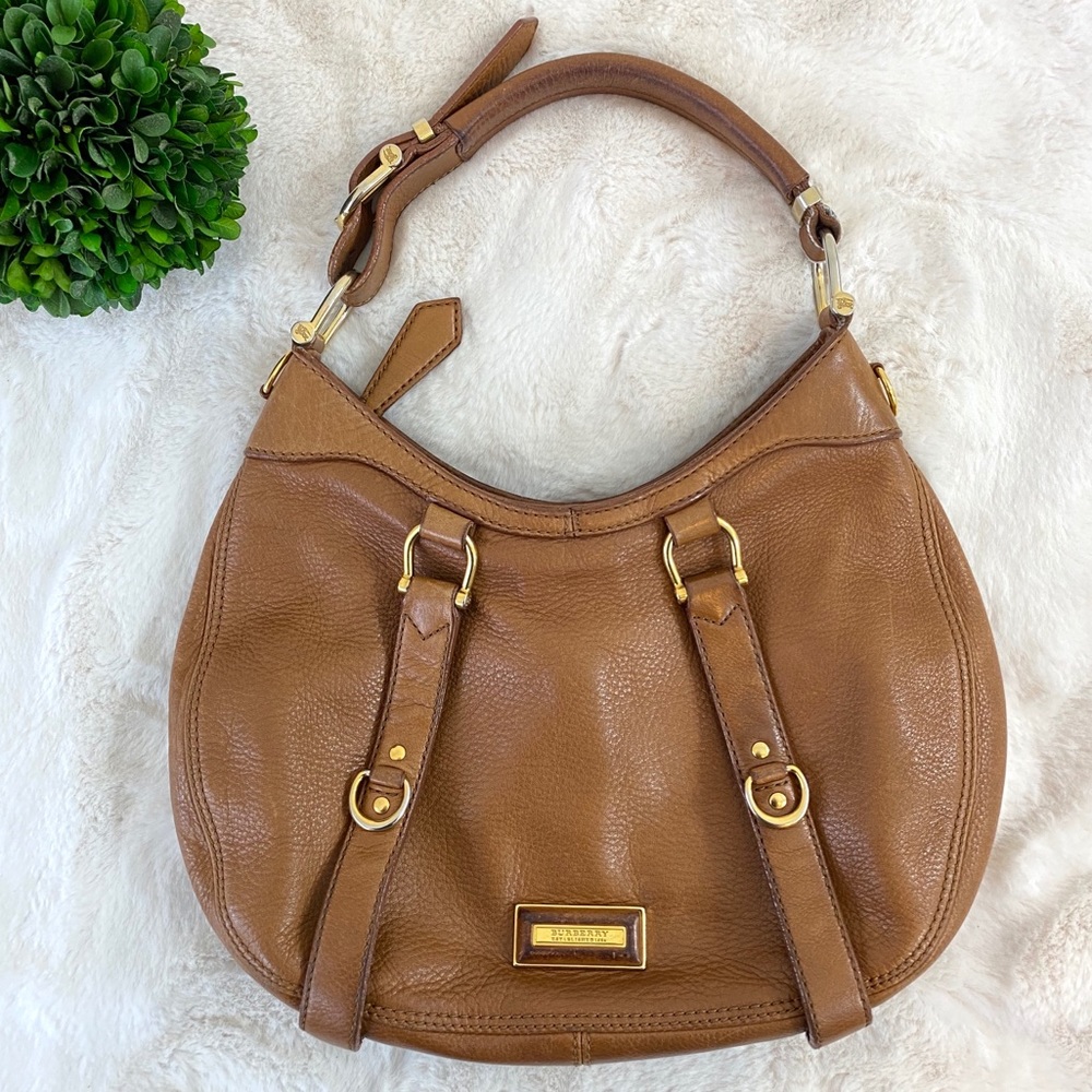 BURBERRY Hobo Leather Bag Purse
